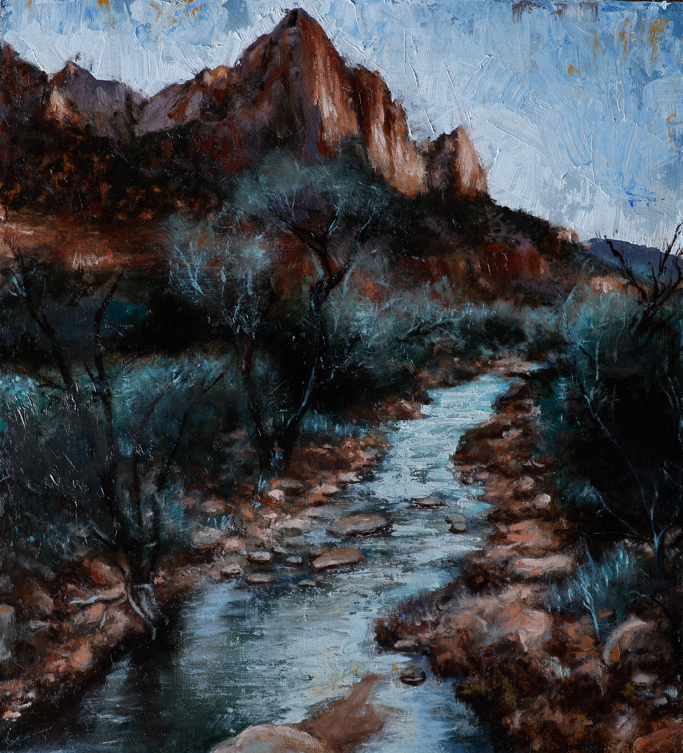 River beneath red cliffs by Madisen Zimmer